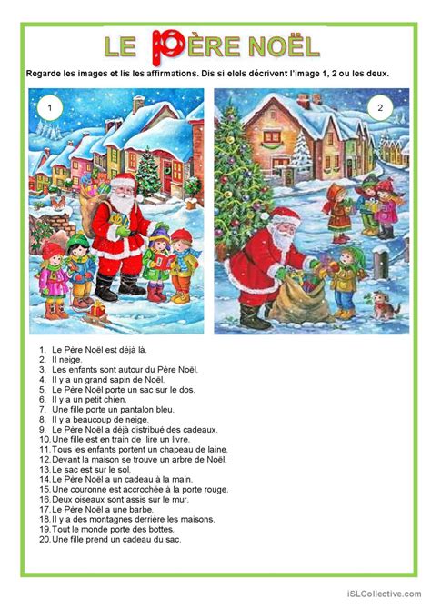 Description image Le Père Noël Français FLE fiches pedagogiques pdf