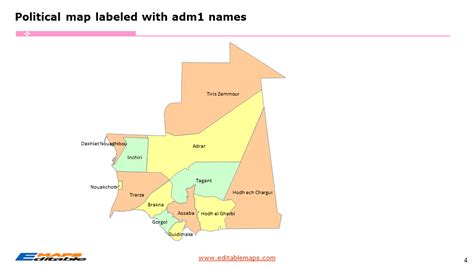 Mauritania Map with 13 Regions and 57 Departments - Editable PowerPoint ...