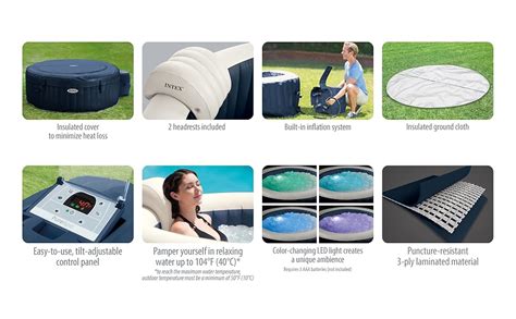 Intex E Purespa Plus Foot Diameter Person Portable Inflatable Hot Tub Spa With