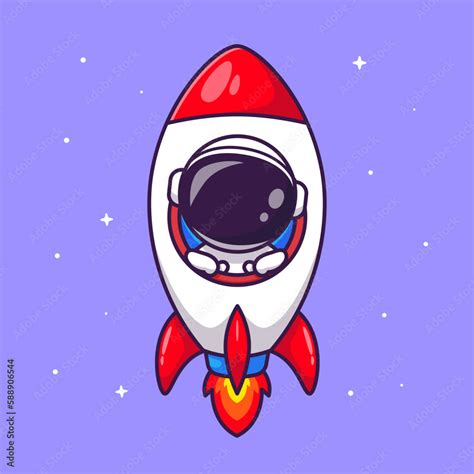 Cute Astronaut In Rocket Cartoon Vector Icon Illustration . Science ...