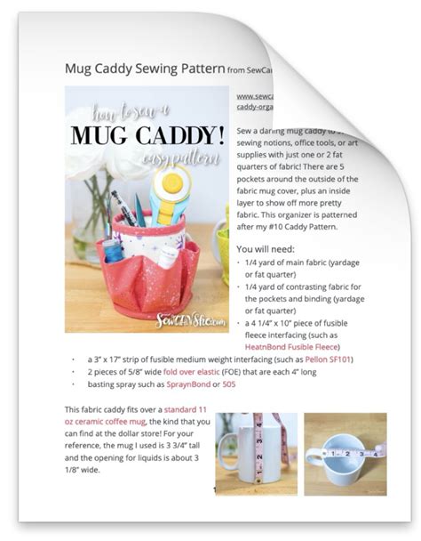 Mug Caddy Organizer Pattern Optimized For Printing Sewcanshe Free