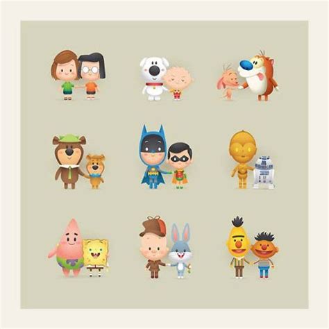 Parejas famosas de pequeñines Toy Art Cartoon Characters Cartoon Art