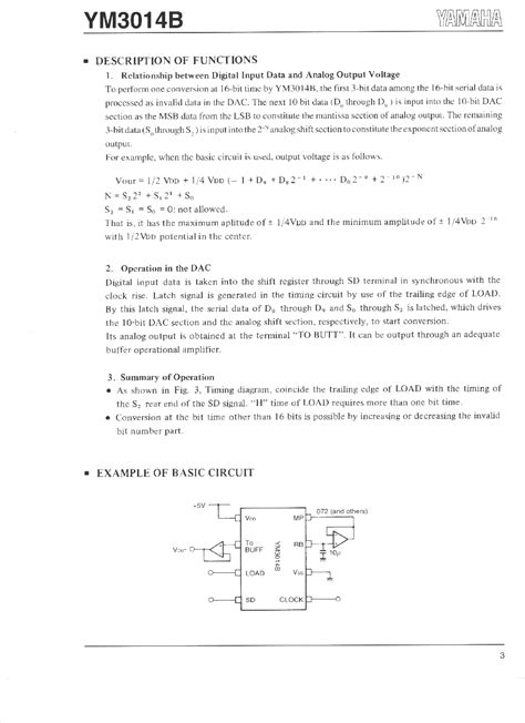 YM3014B datasheet(3/7 Pages) YAMAHA | Serial input Floating D/A Converter