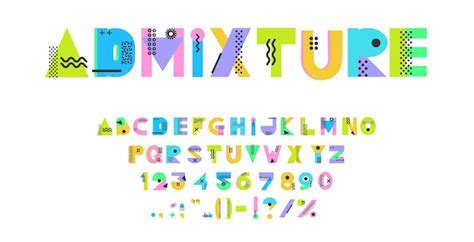 Premium Vector Geometric Memphis Font Hipster Typeface Alphabet