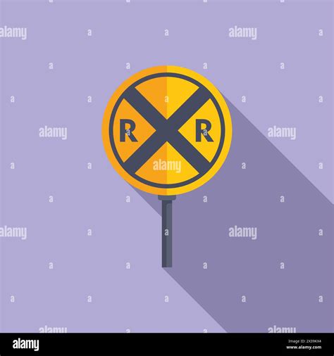 Railway Crossing Road Sign Icon Flat Vector Caution Sign Control