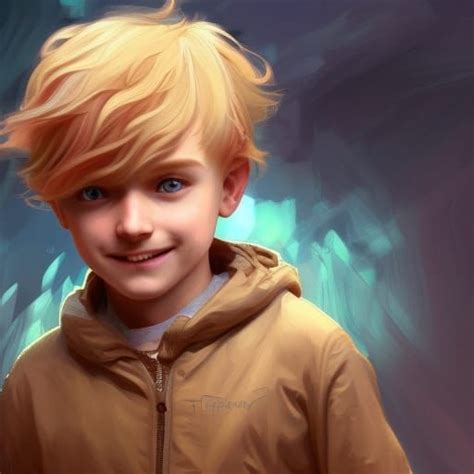 Realistic Drawing Of A Cute Young Boy With Blond Hair He Has Beautiful