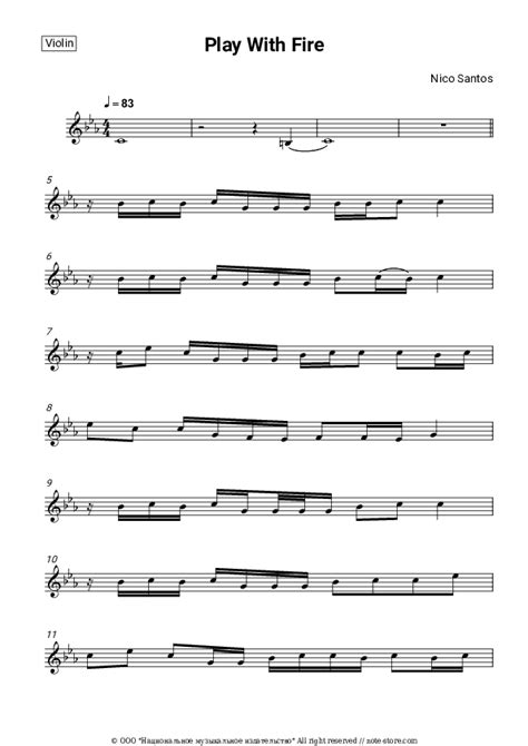 Play With Fire violin sheet music Nico Santos in Note-Store.com ...