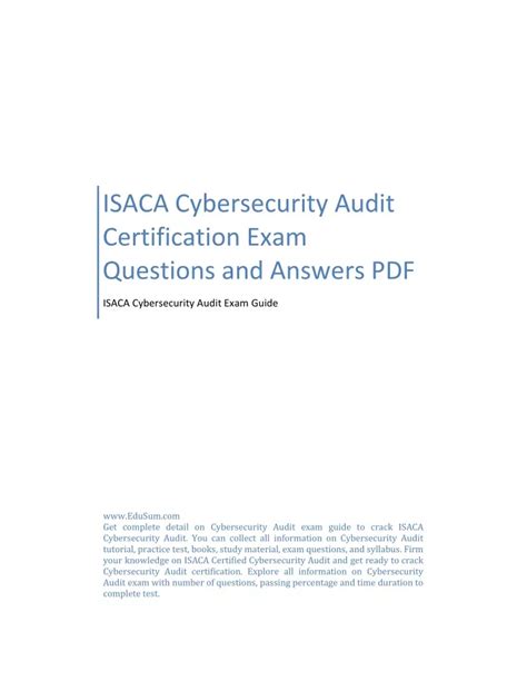 Ppt Isaca Cybersecurity Audit Certification Exam Questions And