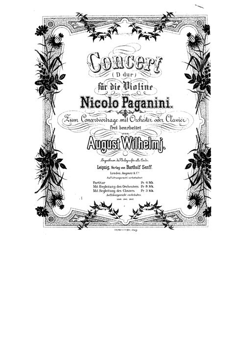 Violin Concerto No 1 Op 6 Paganini Niccolò IMSLP Free Sheet