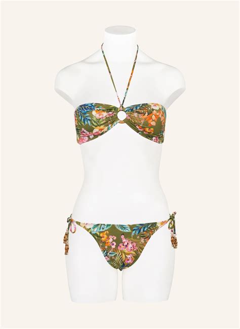 Watercult Triangel Bikini Hose Sunset Florals In Oliv Orange