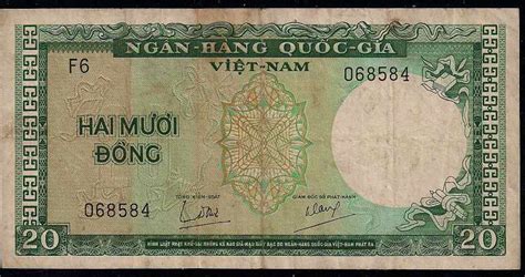 Danis Paper Money Collection South Vietnam P16 20 Dong Nd 1964