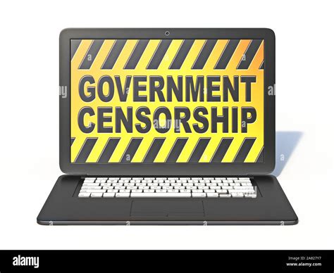 Black Laptop With Government Censorship Sign On Screen 3d Rendering