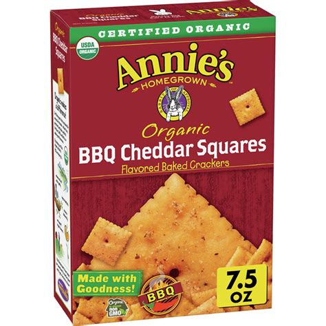 Annie S Organic Bbq Cheddar Squares Baked Crackers 7 5 Oz Delivery Or Pickup Near Me Instacart