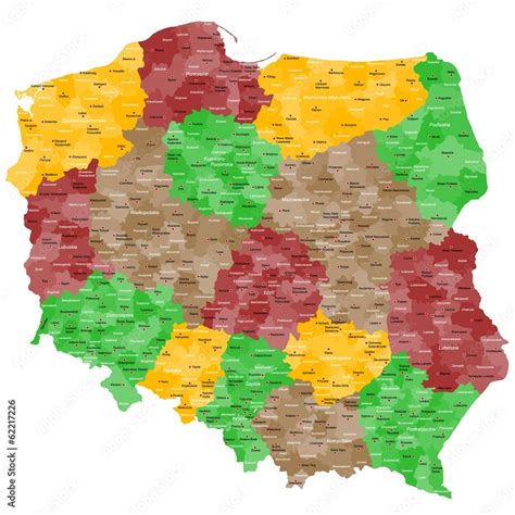 Obraz szczegółowa mapa Polski 62217226 Mapa Polski Obrazy na