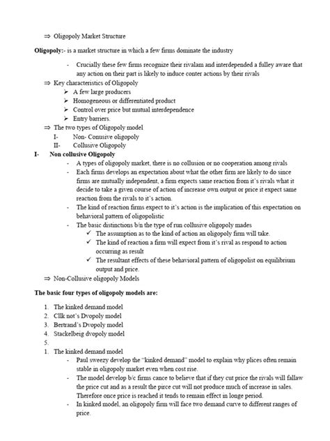 Oligopole Market Structure | PDF