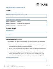 Bsbmkg Ae Kn Of S Docx Knowledge Assessment Criteria Unit