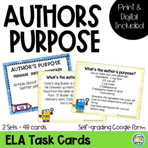 Authors Purpose Task Cards Worksheets Library