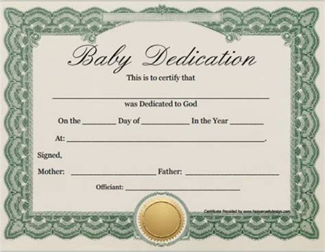 Free Printable Baby Blessing Certificate Templates Template Sumo