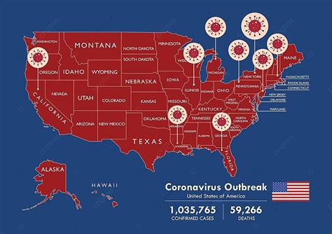 Usa Map Country Coronavirus Concept States Background Microorganism ...