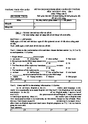 Đề thi chọn học sinh năng khiếu cấp trường năm học 2015 2016 lần 1