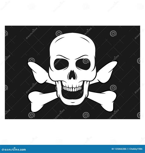 Black Pirate Flag with Skull and Bones Stock Vector - Illustration of ...