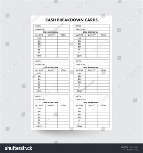 Cash Breakdown Cardcash Breakdown Count Sheetcash Stock Vector Royalty