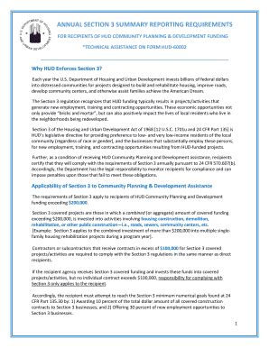 Fillable Online Hud Annual Section 3 Summary Reporting Requirements