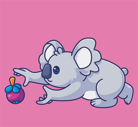 cute koala eating fruit. Isolated animal illustration. Flat Style ...