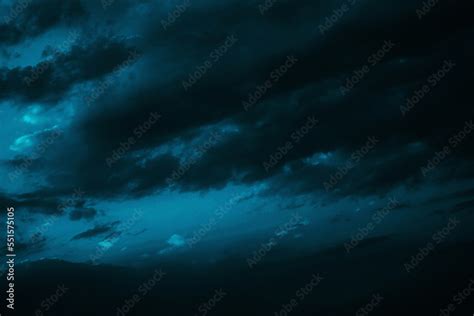 Black green blue night sky with clouds. Dark dramatic skies background ...