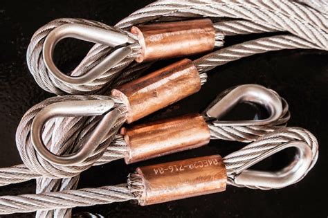 Premium Photo Stainless Steel Cable With Loops And Copper Clamps And