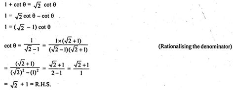 Show That Cot θ √2 1 Worksheets Buddy