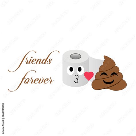 Toilet tissue and poop emoji friends forever Stock Vector | Adobe Stock