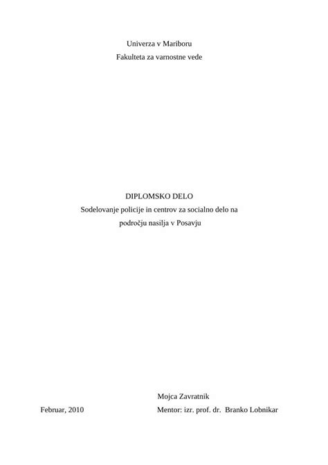 Pdf Univerza V Mariboru Fakulteta Za Varnostne Vede