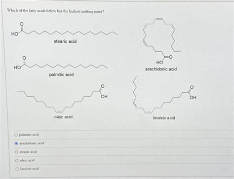 Solved Which Of The Fatty Acids Below Has The Highest Chegg