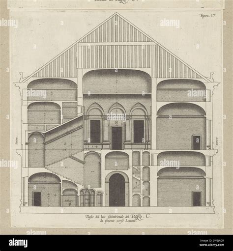 Cross Section Of The Villa Spinola Di San Pietro In Genoa 1622 Print