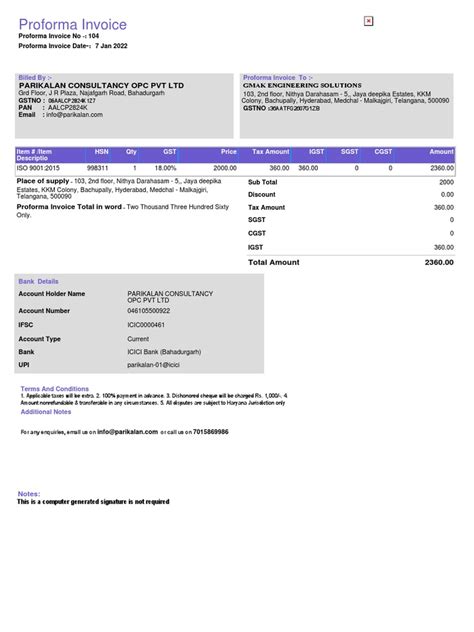 Gmak Engg Proforma Invoice | PDF | Invoice | Government 