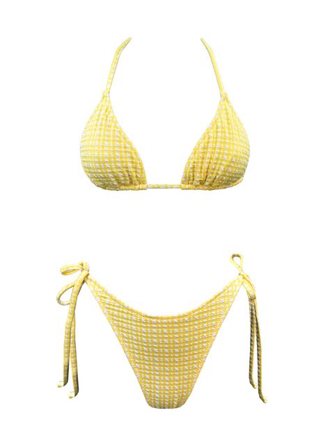 YELLOW PLAID TRIANGLE BIKINI Emma Swimwear