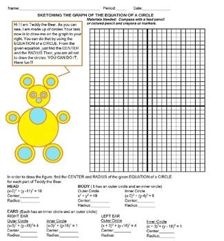 TEDDY BEAR EQUATION OF A CIRCLE By Teacher MATRIX TPT