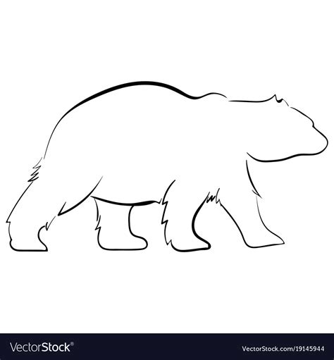 Walking bear silhouettes style line art Royalty Free Vector