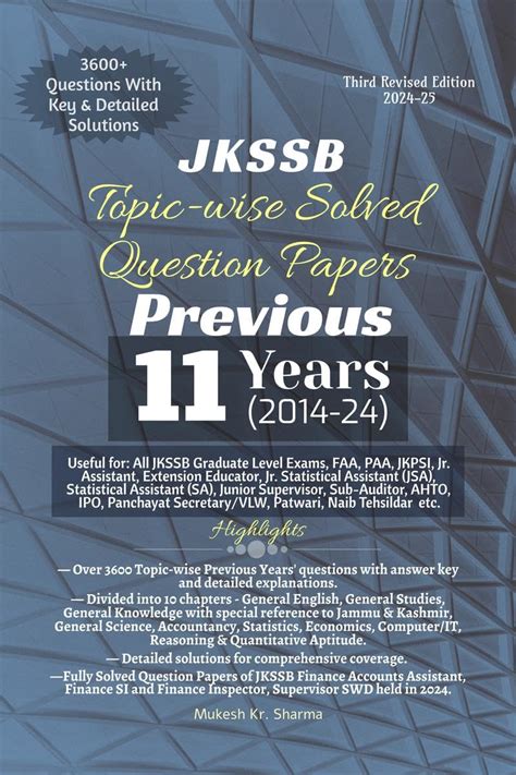 Jkssb Topic Wise Solved Question Papers Previous 9 Years 2014 22