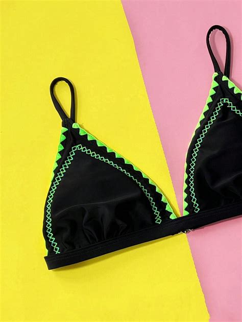 Whip Stitch Triangle Bikini Top Shein Usa