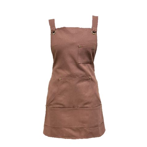 Brown Canvas Apron With Pocket Café Apron For Adults