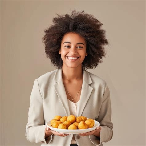 Premium Photo Woman Holding Plate Of Food