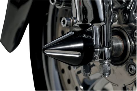 La Choppers Pair Black Spike Axle Caps 96 17 Harley Dyna Touring