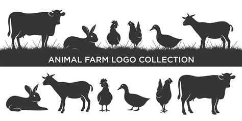 Livestock Logo With Cow Chicken Goat Duck Rabbit And Pig Badge Or