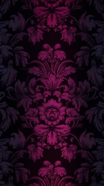 Premium Ai Image A Dark And Pink Wallpaper With A Floral Pattern