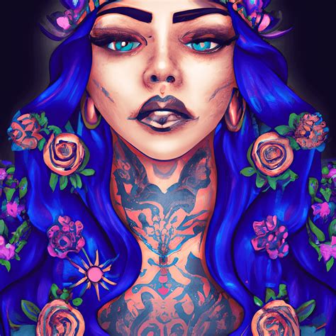 Vibrant Flowers Bohemian Witchy Woman Hyper Realistic Intricate Detail