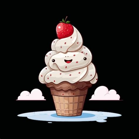 Premium Vector A Cute Cartoon Ice Cream Vector Illustration