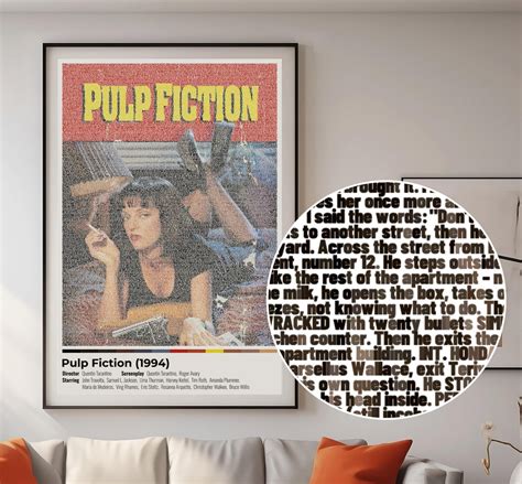 Pulp Fiction Movie Script Poster Unique Art Gift For Film Lovers Etsy