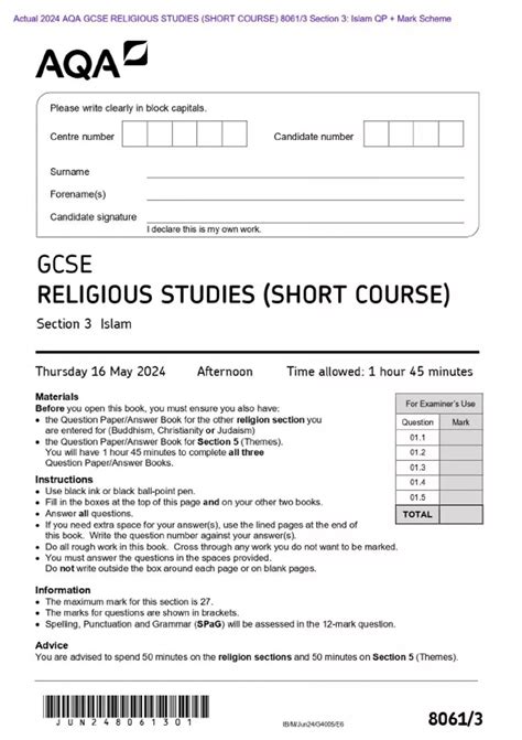 Gcse Religious Studies For Aqa A Islam 10